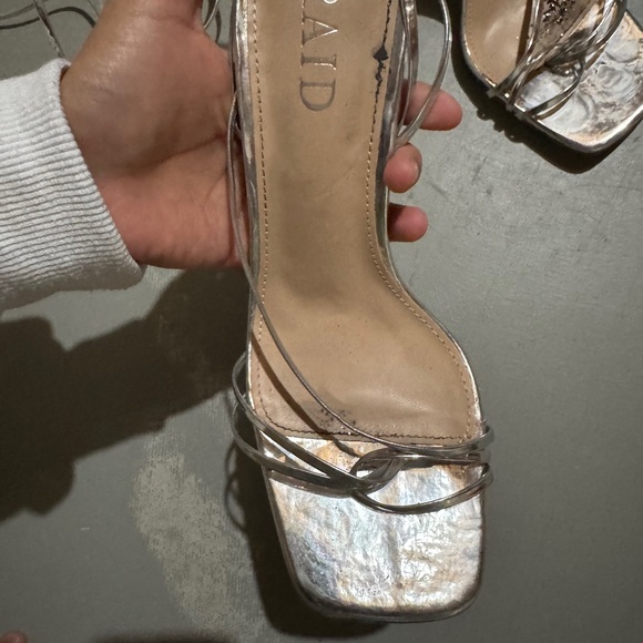 RAID Tie up high heel open toes metallic silver - Picture 3 of 4